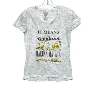 Lion King Disney Hakuna Matata It Means No Worries Shirt Womens S Gray Gold Y2K